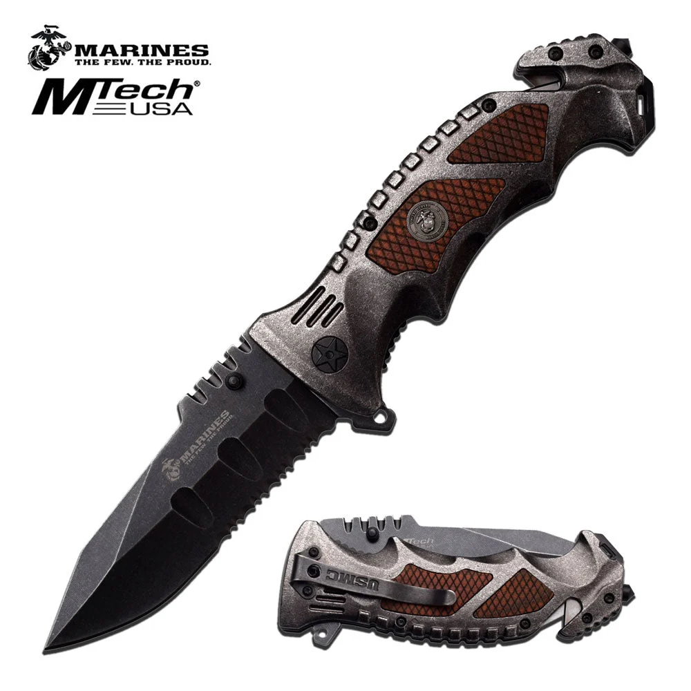 9.0″ MTech USA USMC Marines Spring Assisted Pocket Knife MA1048SW