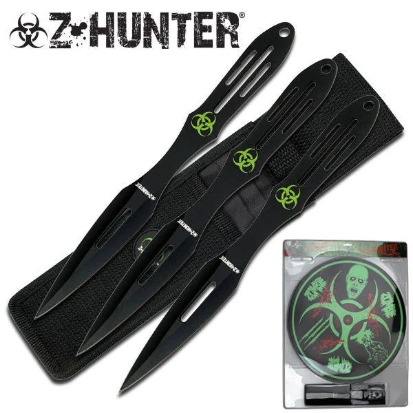 9.0″ Z-Hunter Throwing Knives – Zombie Thrower Knives Set w/ Sheath