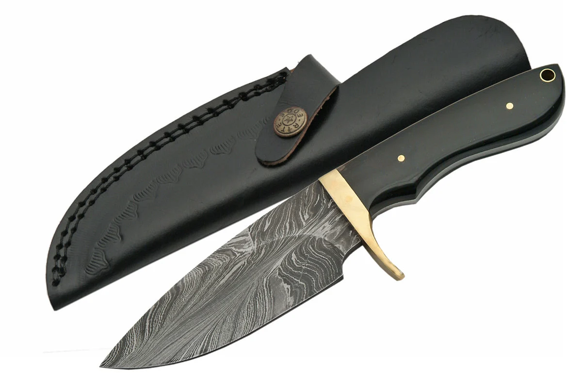 9″ Black Damascus Horn Handmade Skinning Knife