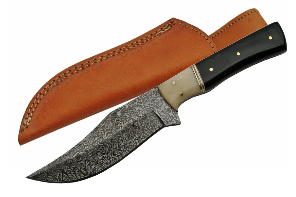 9″ Custom Damascus Horn Skinning Knife