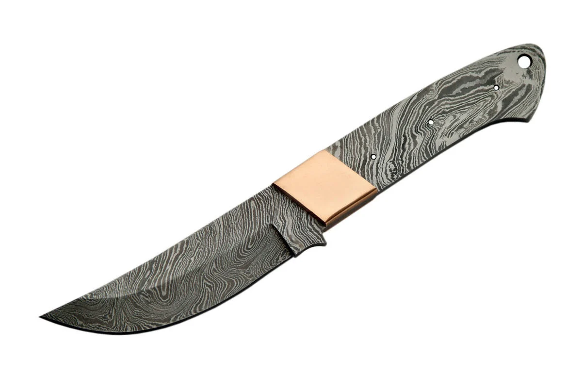 9″ Handmade Custom Damascus Copper Bolster Skinner Knife