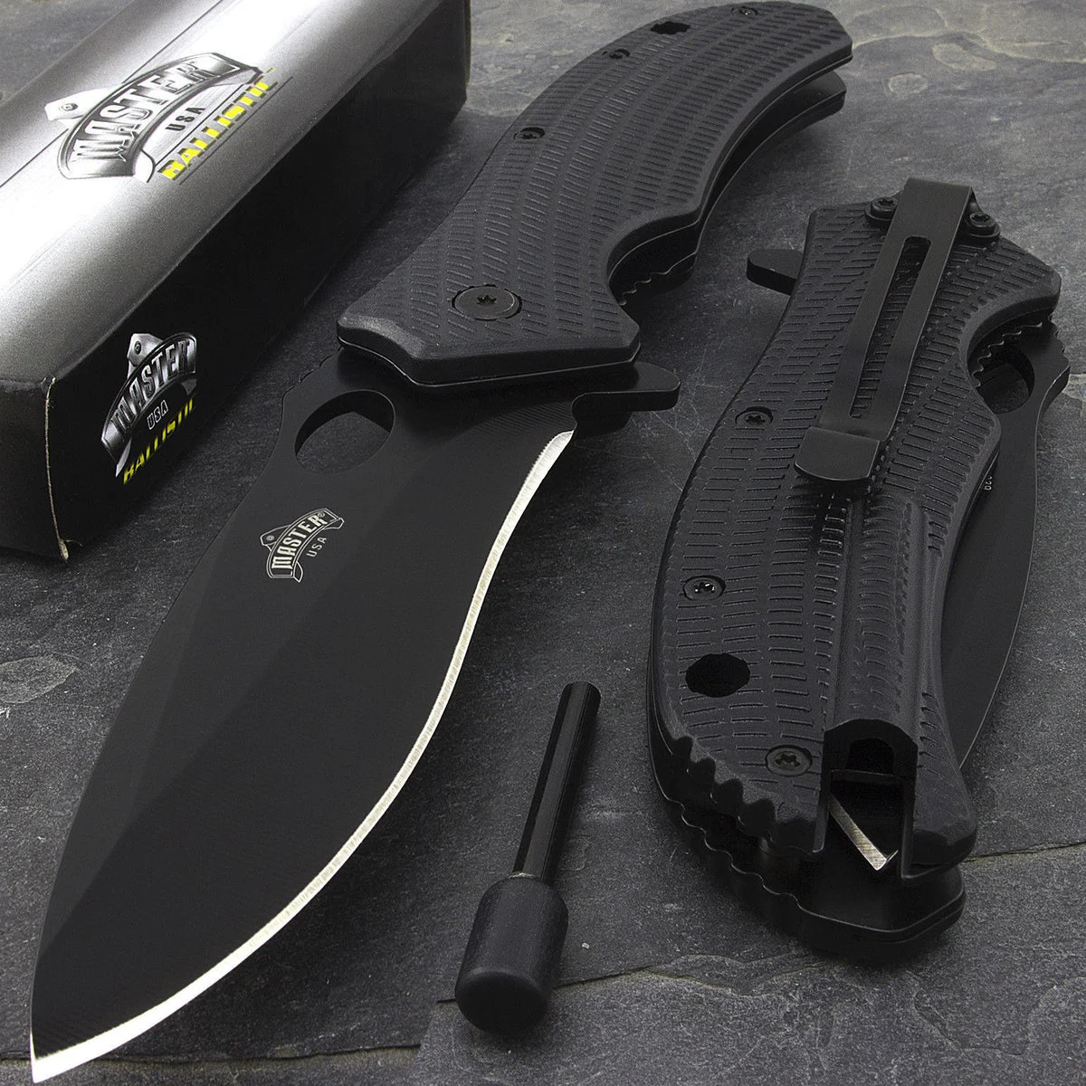 9″ Master USA Tactical Camping Assisted Pocket Knife With Fire Starter