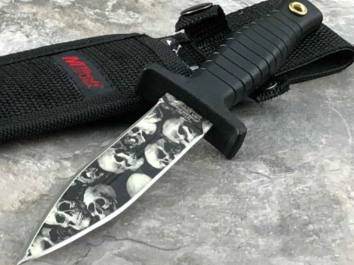 9″ MTech Skulls Fixed Blade Dagger Fantasy Boot Knife With Sheath