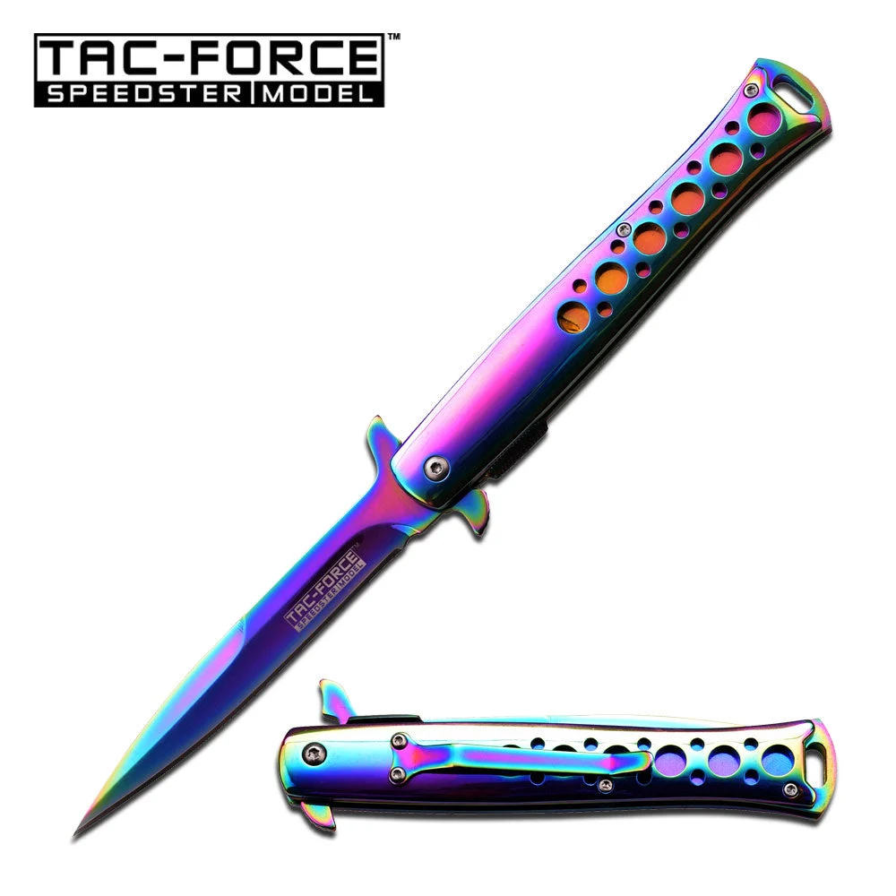 9″ Tac Force Spring Assisted Tactical Rainbow Pocket Knife TF-884RB