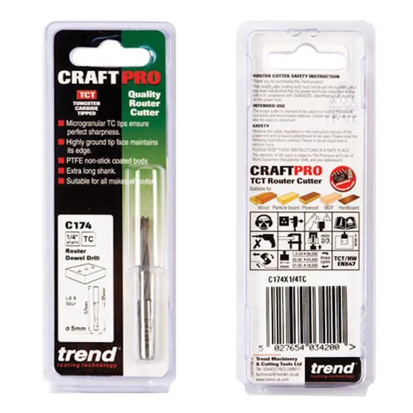 TrendDowel drill 5mm x 35mm cut- C174X1/4TC