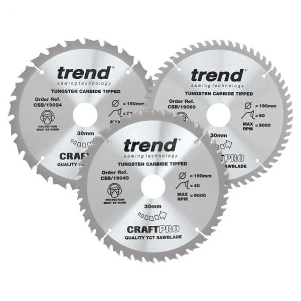Trend Craft Mixed Saw Blades – 190mmD -Triple Pack – CSB/190/3PK