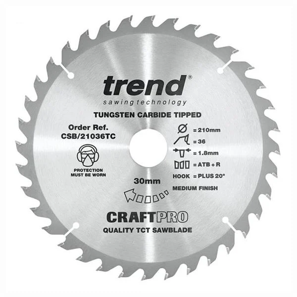 TrendCraft Thin Saw Blade – 210mmD x 36T x 30B X 1.8Kerf – CSB/21036TC
