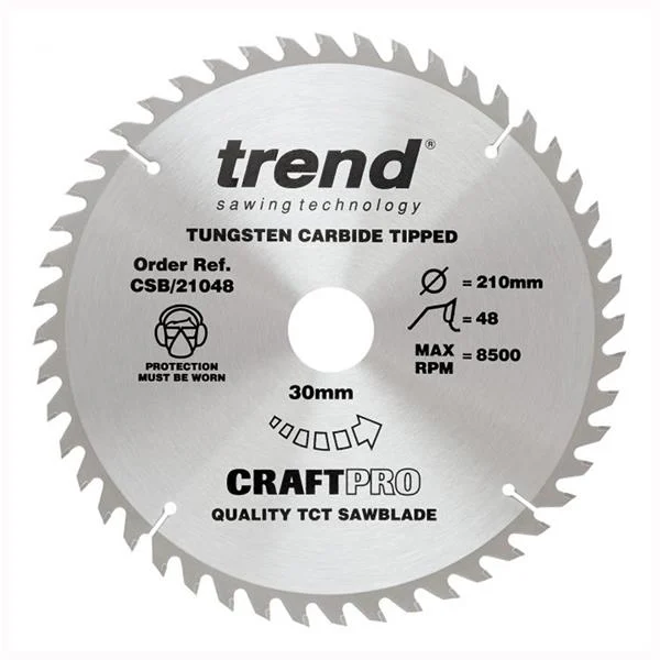 TrendCraft Combination Saw Blade – 210mmD x 48T x 30B x 2.4Kerf – CSB/21048