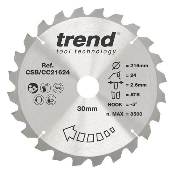 TrendWood Mitre Saw Blade 216mm x 30mm x 24T – CSB/CC21624