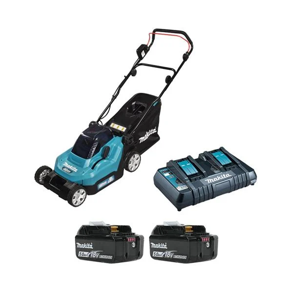 MakitaDLM382CT2 36V (18v x 2) 5.0Ah Li-ion Battery Cordless 380mm (15″) LawnMower Combo Kit