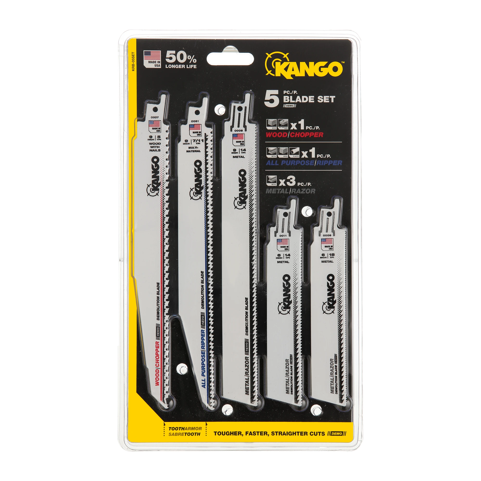 5 Piece Demolition Recip Saw Blade Set