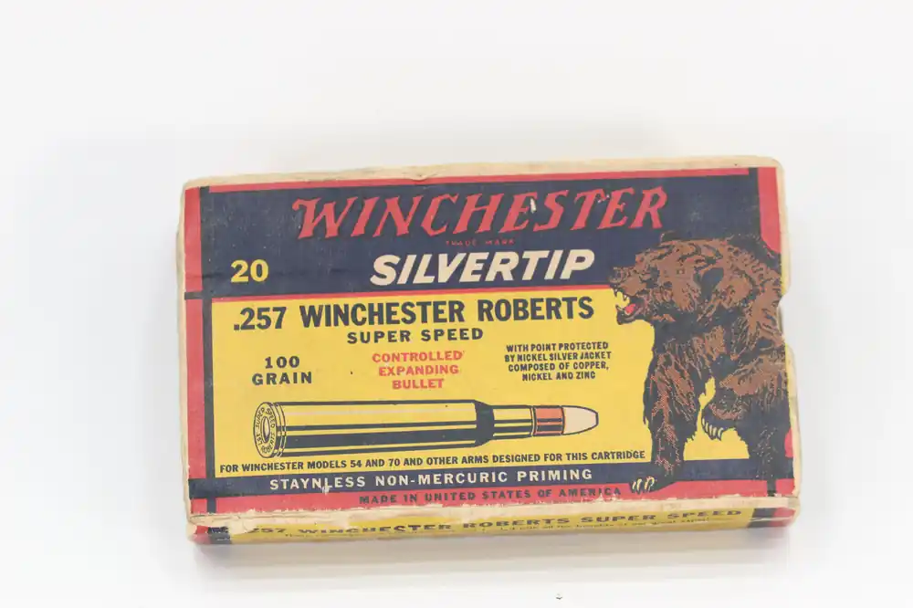 257 Roberts Ammo – 100 Grain Silvertip – Vintage Box