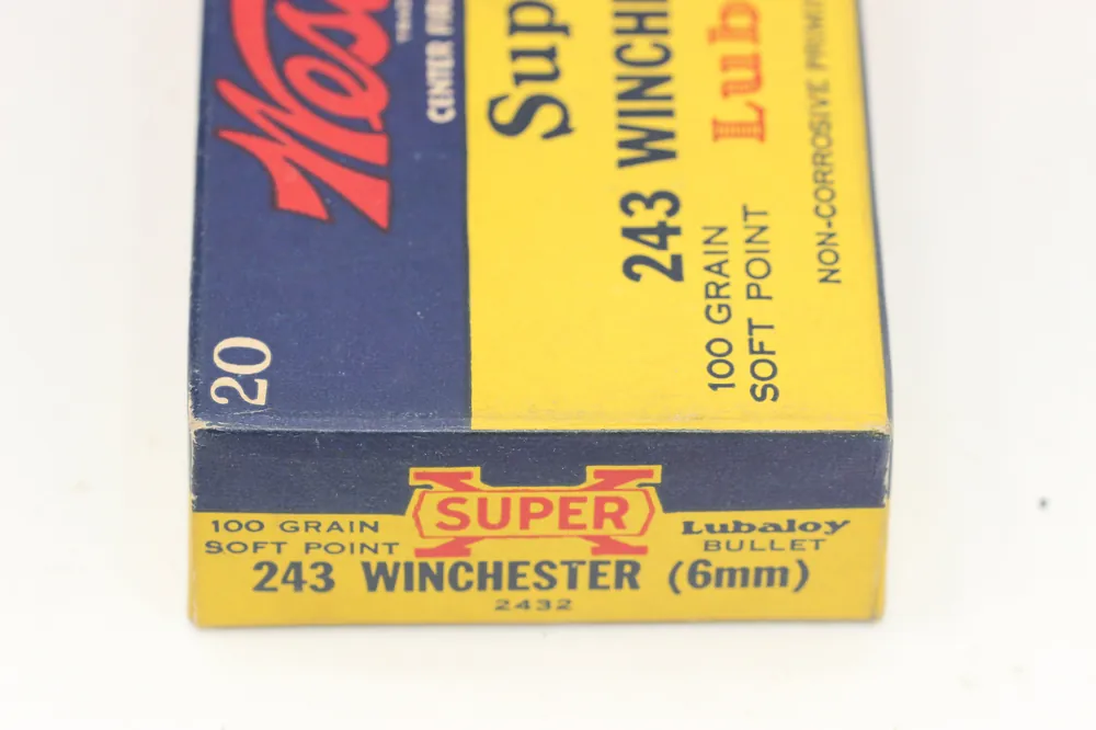 243 Winchester Ammo – 100 Grain Soft Point – Vintage Box – Partial Box