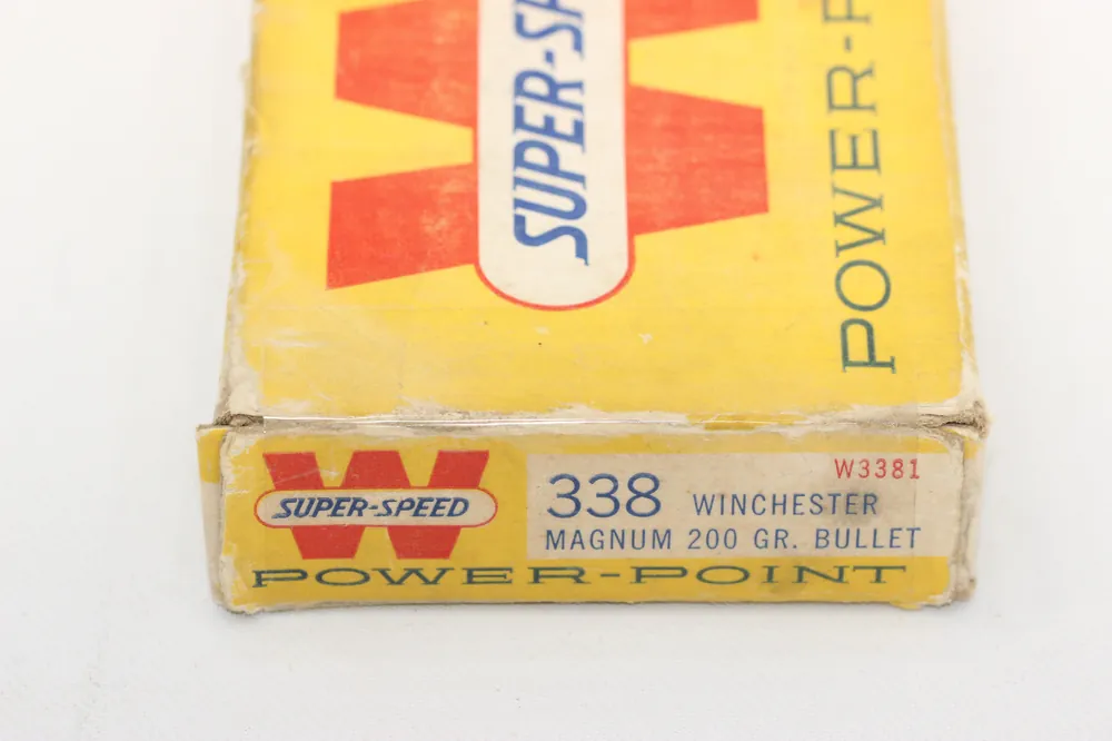 338 Winchester Magnum Ammo – 200 Grain Power Point – Vintage Box