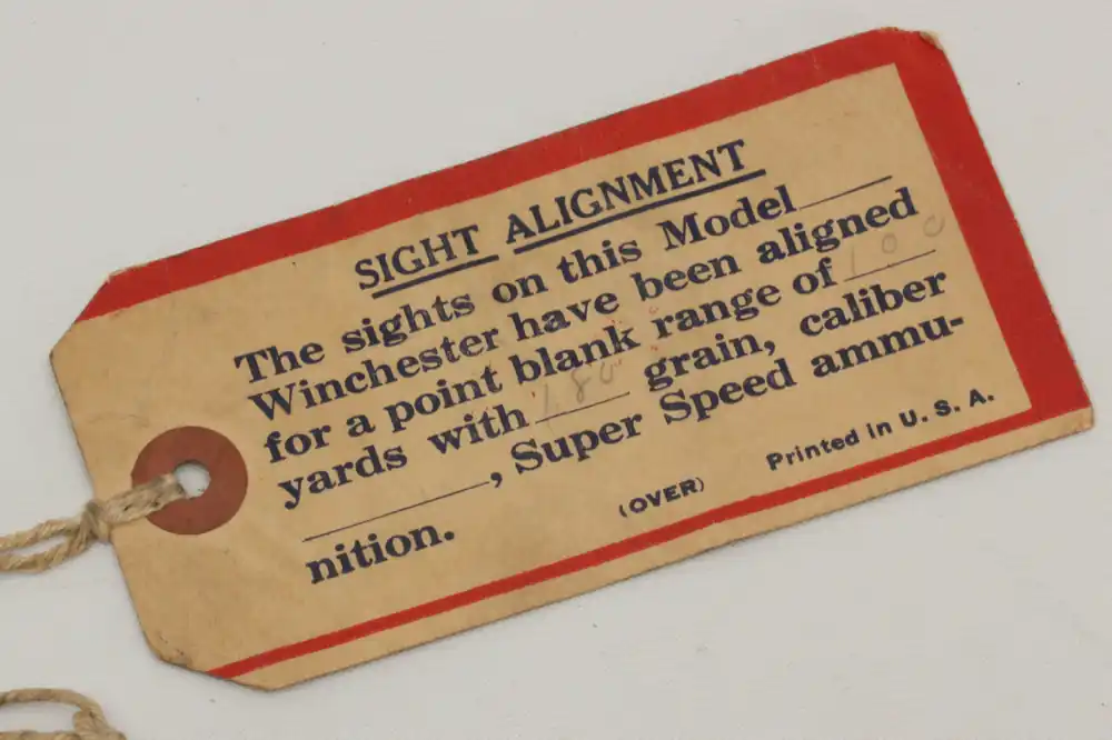 Winchester Model 70 Sight Alignment Hang Tag