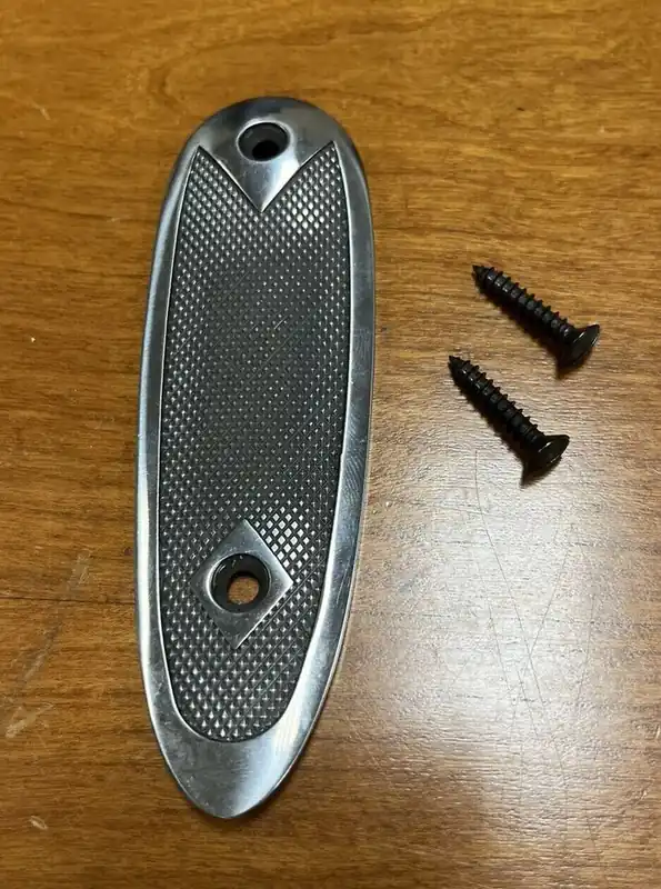 Winchester Checkered Flat Shotgun Style Butt Plate Metal