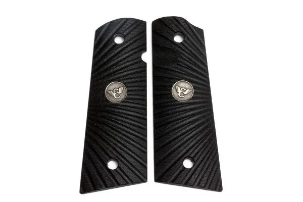 GRIPS, 1911, FULL-SIZE, STARBURST, G10, BLACK, FLAT BOTTOM