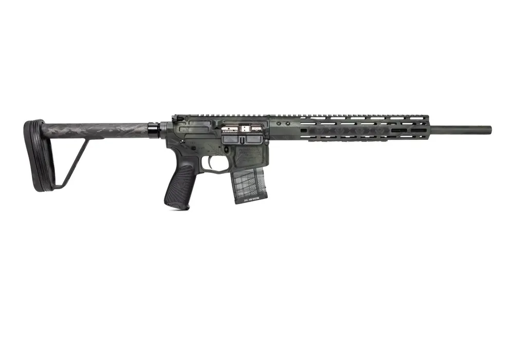 Hunter, .375 SOCOM, 18″ Fluted Barrel, 1-12 Twist, Camo with Green Base