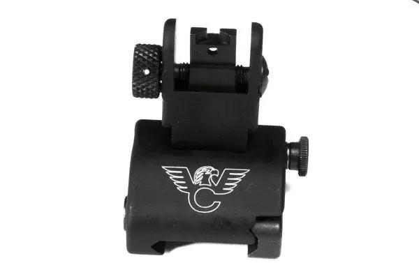 REAR SIGHT, QUICK DEPLOY, AR PLATFORM, NOTCH APERTURE, RAIL MOUNT