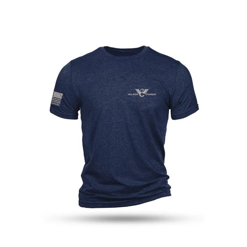 SHIRT, SHORT SLEEVE, NINE LINE APPAREL, LOGO, HEATHER NAVY