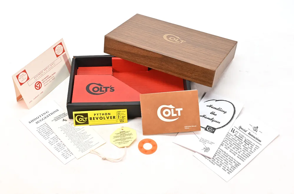 Colt Python 2.5 Inch 1965-1973 2 Piece, Red Interior Box And Paperwork. Brand New