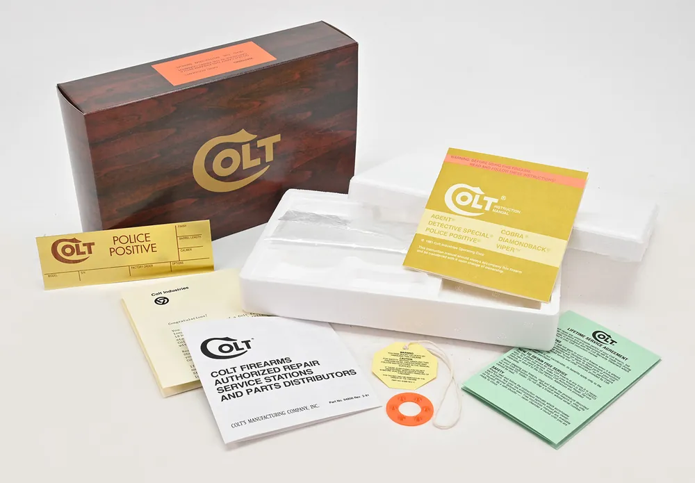 Colt Police Positive 1981 Wood Grain Foam Insert Box And Paperwork Package. Brand New