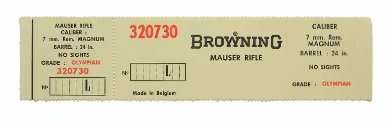 Browning Belgium Olympian 7mm Rem. Mag. 24 Inch Barrel. Factory Box Label. New Original. 320730..