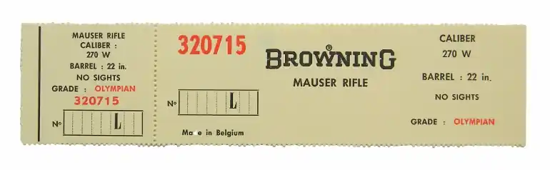 Browning Belgium Olympian .270 Win. 22 Inch Barrel, No Sights. Factory Box Label. New Original. 320..