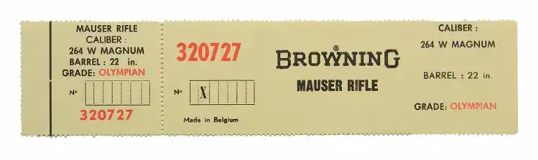 Browning Belgium Olympian .264 Win. Mag. Mauser. 22 Inch Barrel. Factory Box Label. New Original. 3..