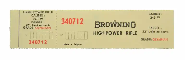 Browning Belgium Olympian .243 Win. 22 Inch Light Barrel, No Sights. Factory Box Label. New Original..