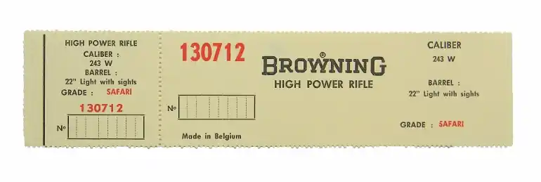 Browning Belgium Safari .243 Win. 22 Inch Light Barrel With Sights. Factory Box Label. New Original…