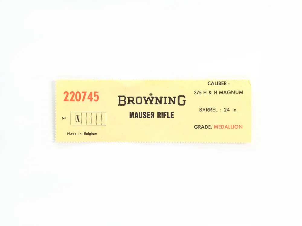 Browning .375 H&H Magnum Medallion Box Label