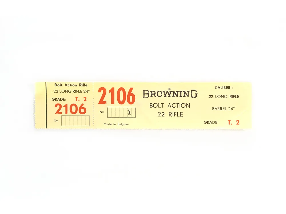 Vintage Browning .22 Bolt Action Rifle Box Label