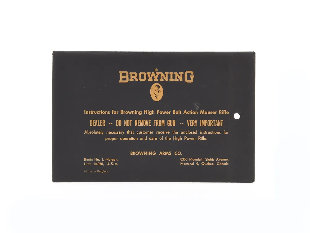 Vintage 1962 Browning High Power Bolt Action Mauser Manual