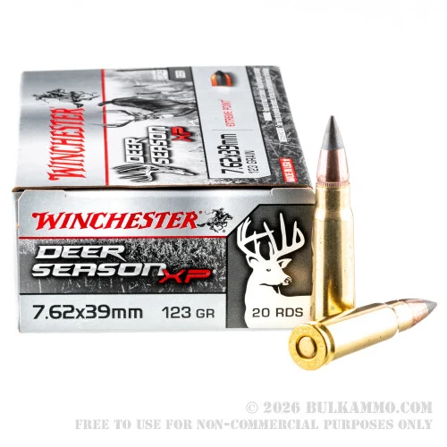 20 Rounds of 7.62x39mm Ammo by Winchester Deer Season XP - 123gr XP