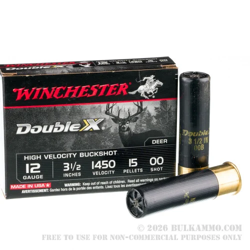 250 Rounds of 3-1/2" 12ga Ammo by Winchester Double-X -00 Buck