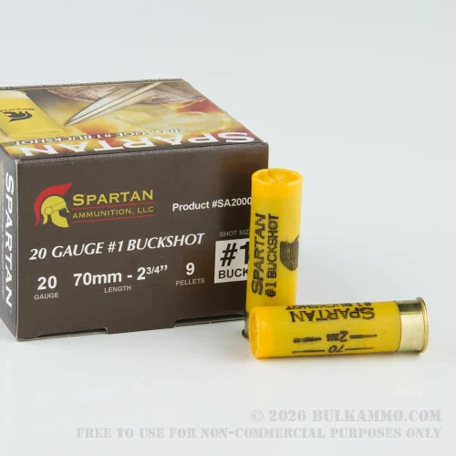 250 Rounds of 20ga Ammo by Spartan Ammo -#1 Buck