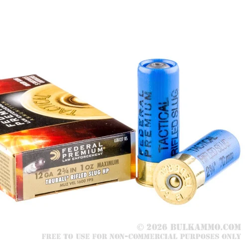 250 Rounds of 12ga Ammo by Federal -Rifled TruBall Slug