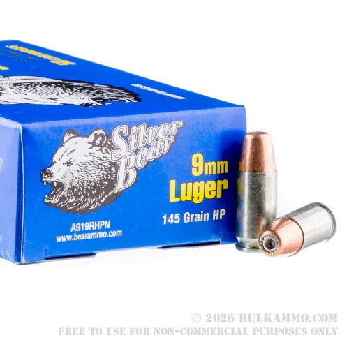 500Rounds of 9mm Ammo by Silver Bear - 145gr HP