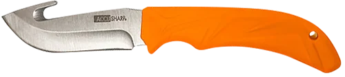 AccuSharp Gut Hook 3.50" Fixed Gut Hook Plain Stainless Steel Blade/Blaze Orange Rubber Handle Includes Belt Carry Pouch