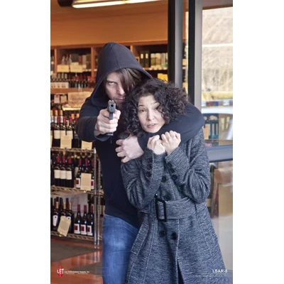 Action Target, Man with Gun and Female Hostage, Liquor Store Armed Robbery Target, Pack of 50