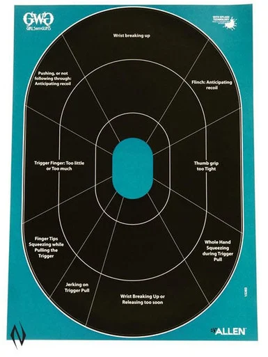 ALLEN GIRLS WITH GUNS SPLASH ADHESIVE TARGET 12X18 HANDGUN TRAINER 5PK