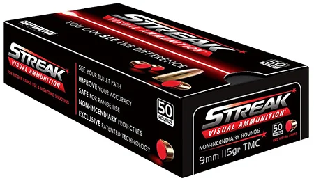 Ammo Inc 9115TMCSTRKRED50 Streak Visual (RED)9mm Luger 115gr Total Metal Case 50 Per Box/20 Case