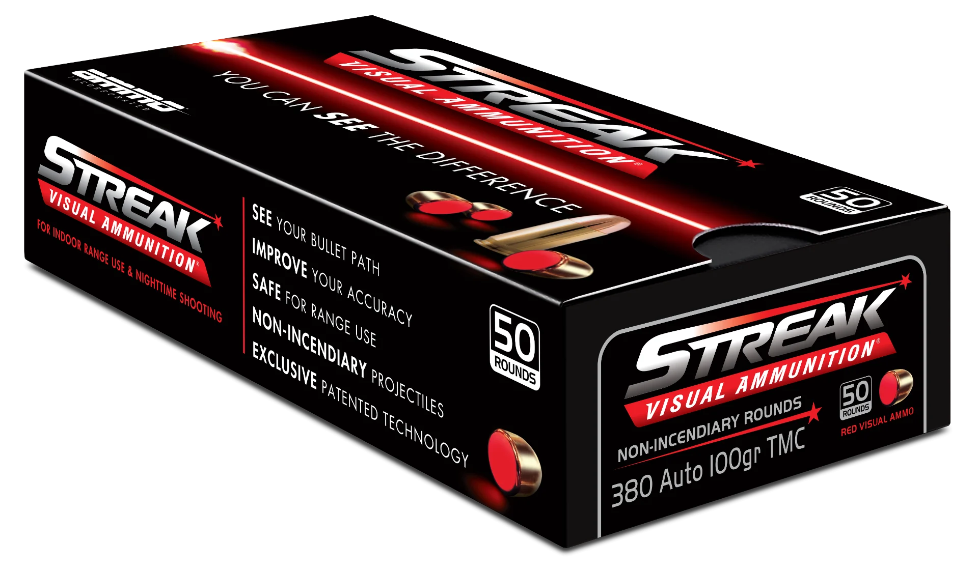 AMMO INC STREAK AMO 380 AUTO 100GR TMC RED
