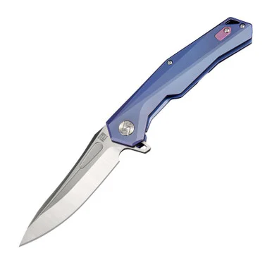 Artisan Cutlery Zumwalt Framelock Folding Knife Dual Finish Drop Point/Blue Titanium ATZ1808GBUM