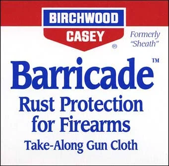 Barricade Rust Protection for Firearms,Take-Along Gun Cloth,pack of 25 anti-rust wipes,by Birchwood Casey