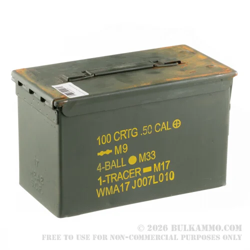 1 Fair Condition Surplus Mil-Spec 50 Cal M2A1 Green Ammo Can