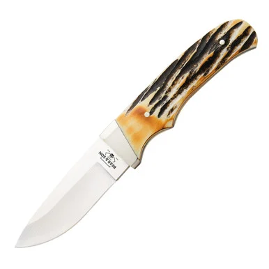 Bear & Son 7.87" Pro Skinner India Stag Bone with Leather Sheath BR549