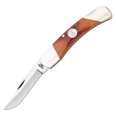 Bear & Son Red Stag Bone Medium Lockback Folding Knife BRCRSB05