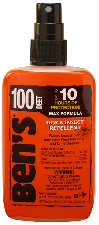 Ben's 100 Odorless Scent 3.40 oz Spray Repels Ticks & Biting Insects Effective Up to 10 hrs